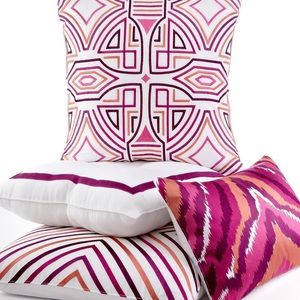 Set of three Trina Turk Ikat Purple accent pillows